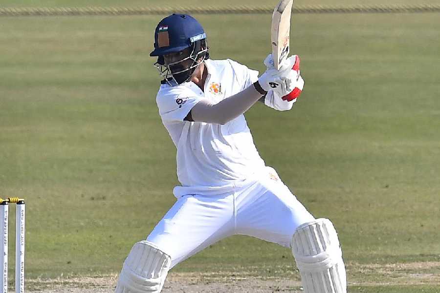 KL Rahul en route to his 130 for Karnataka, in a picture shared on X 