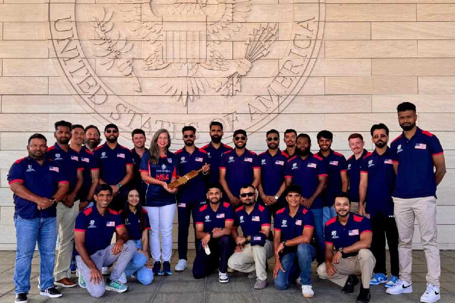 Team USA at the embassy in Colombo, ahead oftheir T20 World Cup match against Pakistan.