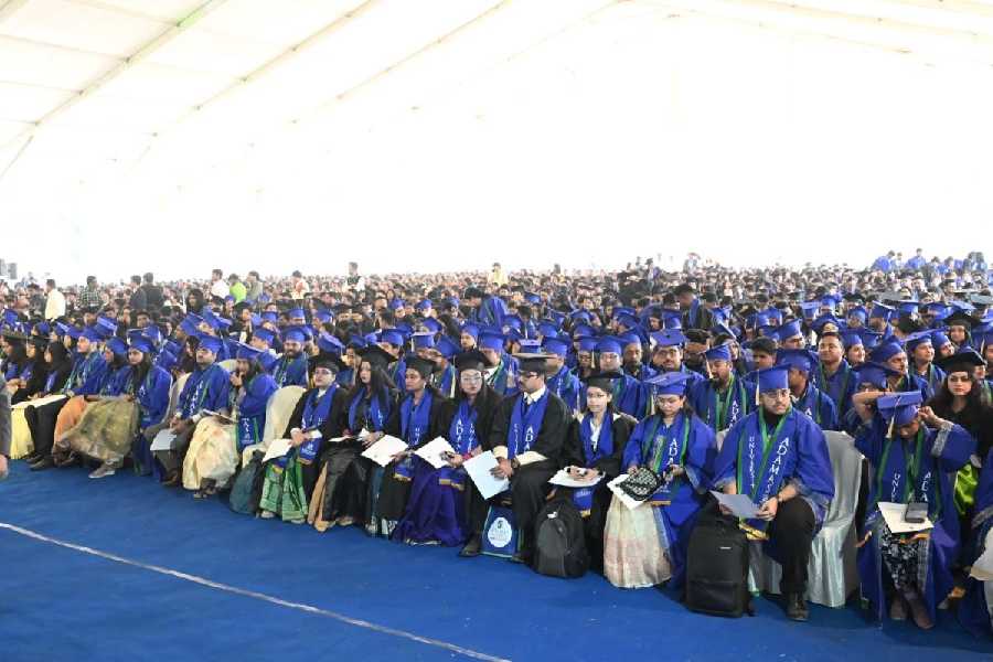 Students at the 9th convocation of Adamas University on Wednesday