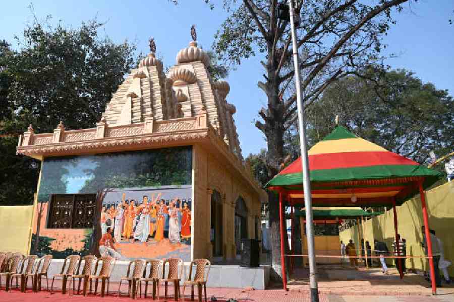 The Prabhu Jagannath Meditation Centre at Vivekananda Park on Wednesday. Pictures by Sanat Kr Sinha