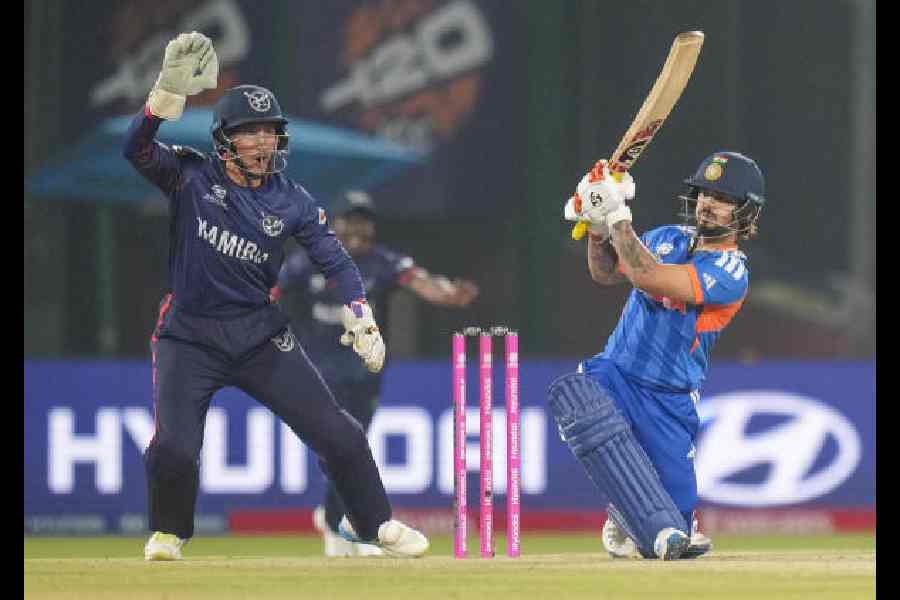 Ishan Kishan during his 24-ball 61 against Namibia