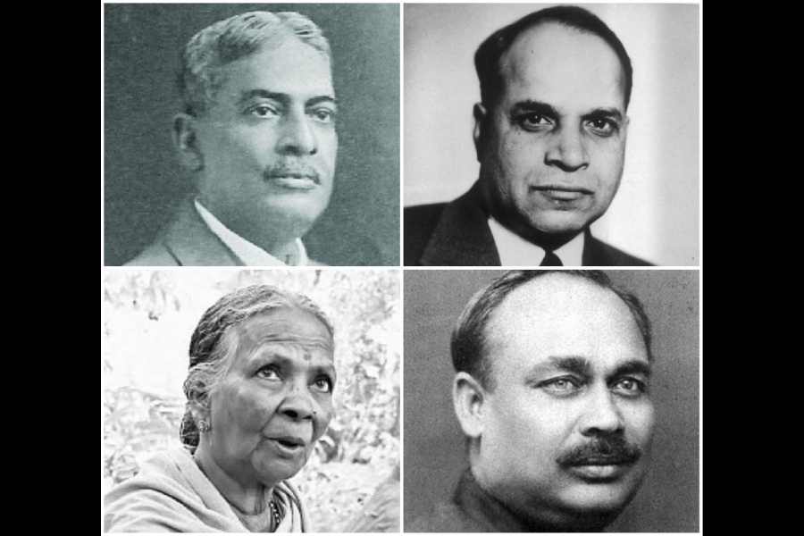 Clockwise from top left: Upendranath Brahmachari, Yellapragada Subbarow, Azizul Haque and Lak­shmi­kutty Kani