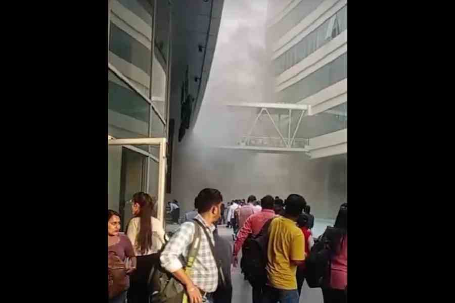 Thick smoke at the Sector V building on Friday