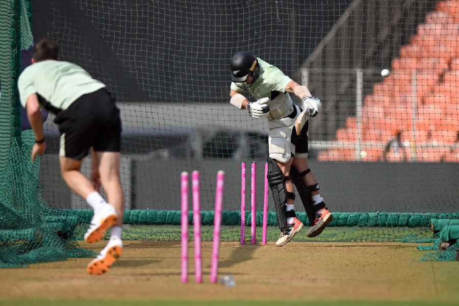 New Zealand’s Glenn Phillips during practice on Friday, ahead of the match against South Africa in Ahmedabad.