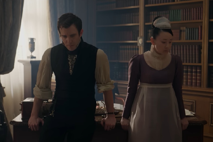 Luke Thompson and Yerin Ha in ‘Bridgerton’ Season 4