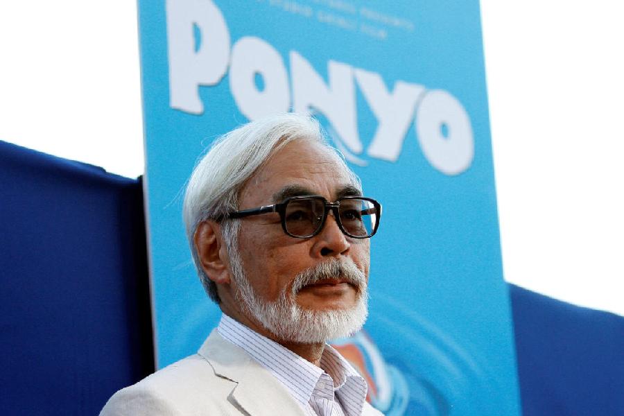 Japanese director Hayao Miyazaki poses at a special screening of the animated movie "Ponyo" at El Capitan theatre in Hollywood