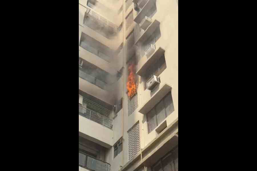 The fire at the flat in Haridevpur's Diamond City South Housing Complex on Sunday 