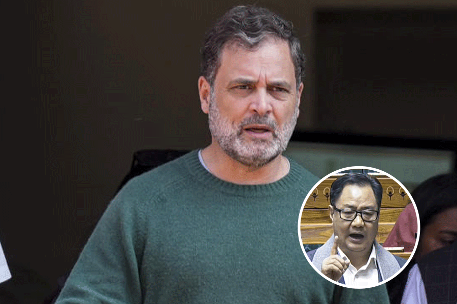 Rahul Gandhi and Kiren Rijiju (inset)