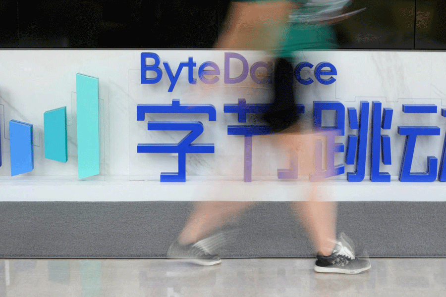 FILE PHOTO: The ByteDance logo is seen at the company\'s office building in Shanghai