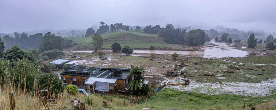 Aftermath of heavy rains in Puketotara, Waikato region