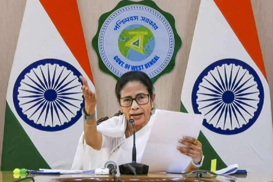 Mamata Banerjee addresses the media in Calcutta on Tuesday. 
