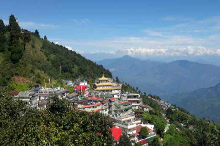 A view of the tourist spot Aloobari Gumba Gaon, which has the famed Aloobari Gompa (monastery), near Darjeeling town. File picture