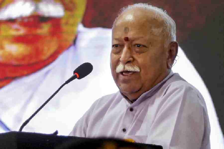 RSS chief Mohan Bhagwat addresses during the 'National Symposium on the Role of Canine in One Health', in Nagpur, Maharashtra, Thursday, Feb. 12, 2026.