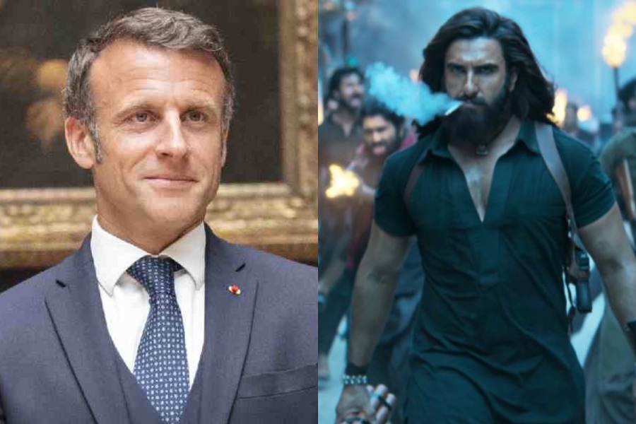 Emmanuel Macron, Ranveer Singh in Dhurandhaar
