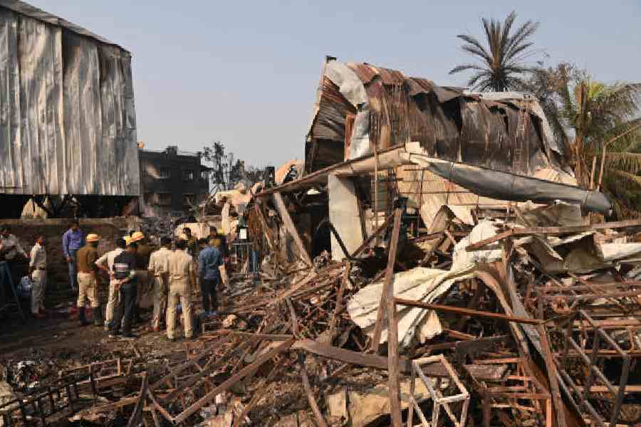 One of the gutted warehouses in Anandapur            a day after the January 26 fire