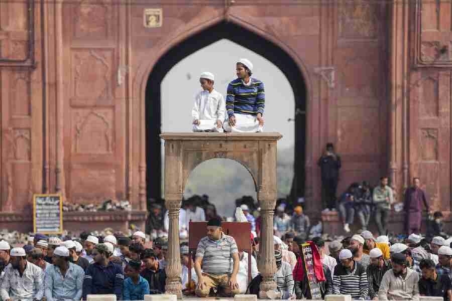 Prayers on the first Friday of Ramzan at Jama Masjid in New Delhi.