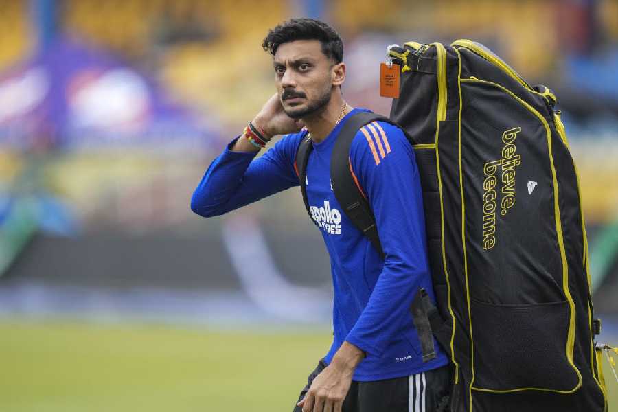 Axar Patel during apractice session.