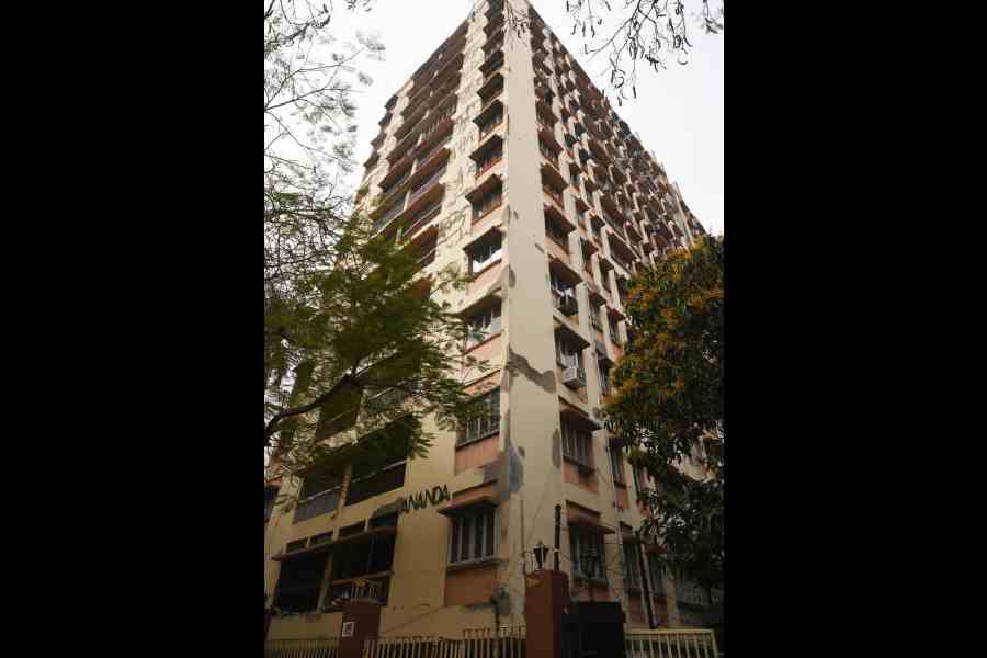 Ananda, on Southern Avenue, where an eighth-floor flat caught fire on Tuesday