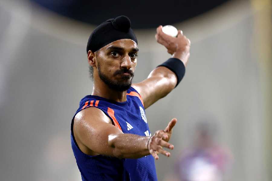 Arshdeep Singh at practice at the Chepauk on Tuesday.