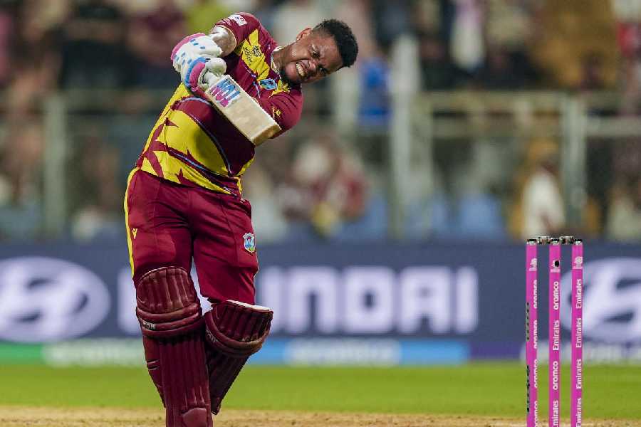 Shimron Hetmyer at the Wankhede on Monday.