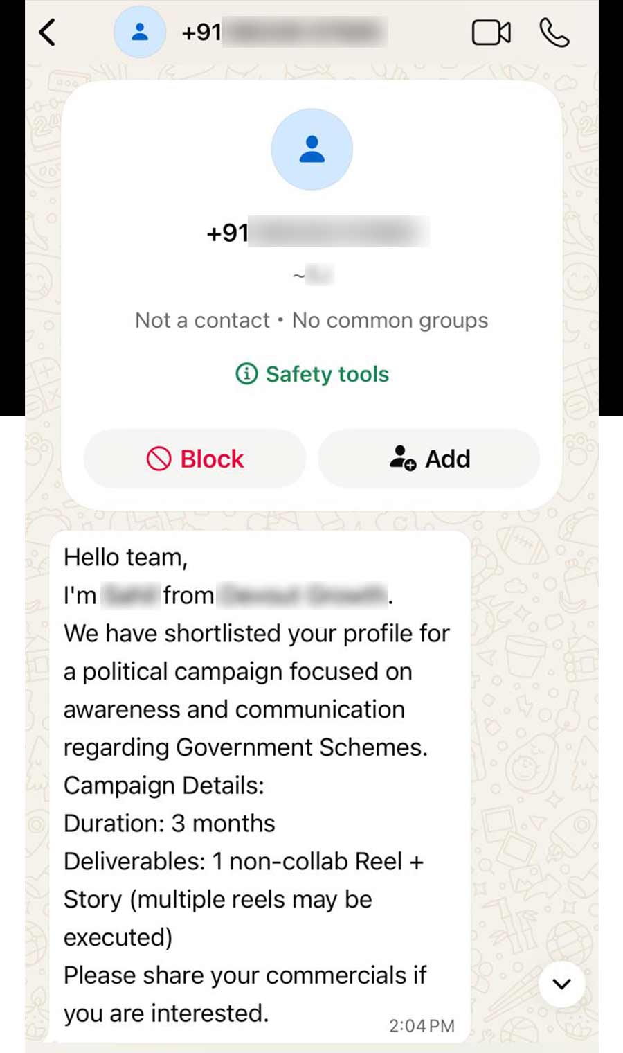 Agencies purportedly from Patna and Noida have reached out to influencers in Calcutta to collaborate
