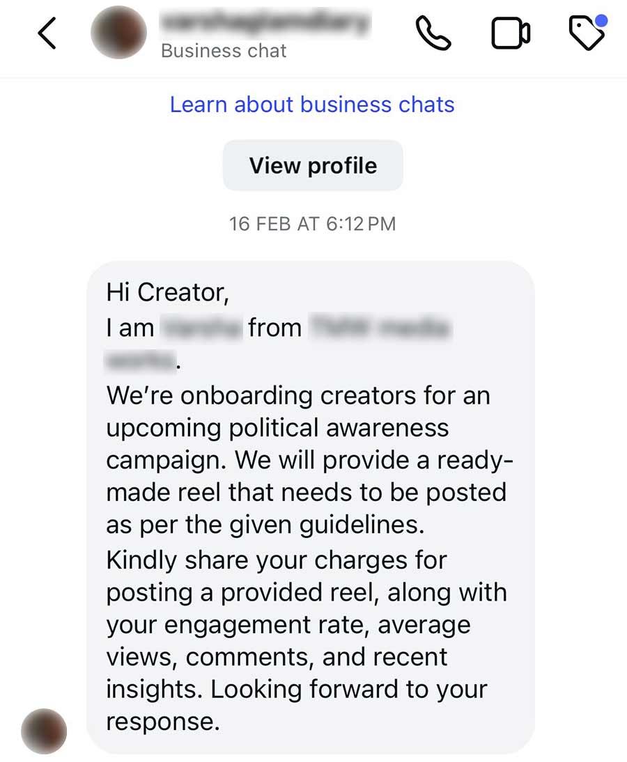 The influencers are handed ready-made reels for posting