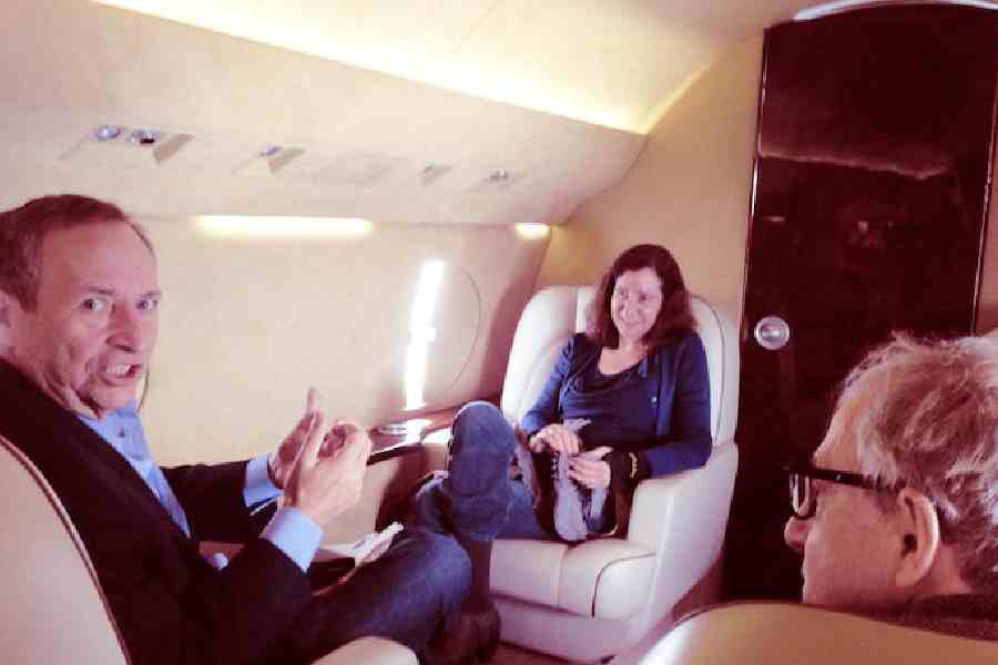 Larry Summers and Woody Allen are seen in this handout image from the estate of late financier and convicted sex offender Jeffrey Epstein, released by Democrats on the House Oversight Committee in Washington, D.C., U.S., on December 12, 2025. House Oversight Committee Democrats/Handout via REUTERS