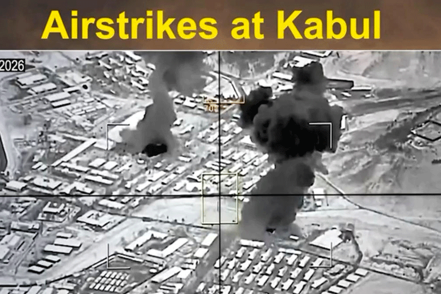 Smoke rises following what Pakistani and Taliban officials say are Pakistani strikes, in Kabul, Afghanistan, in this still image taken from video released February 27, 2026.