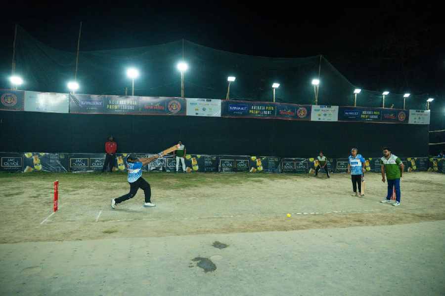 A slice of action from the final of Kolkata Puja Premi League.