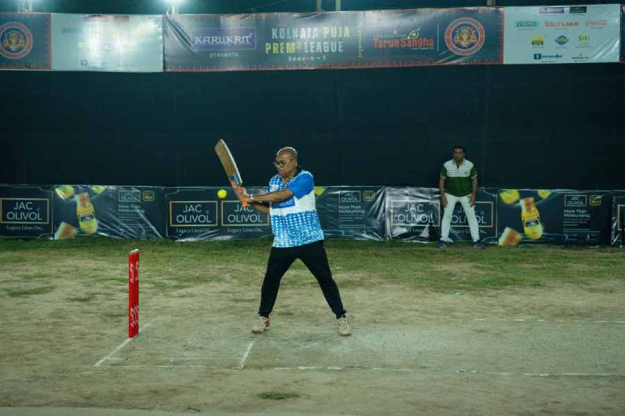 Tarun Sangha president Rabin Ganguly, 62, the oldest player of the tournament