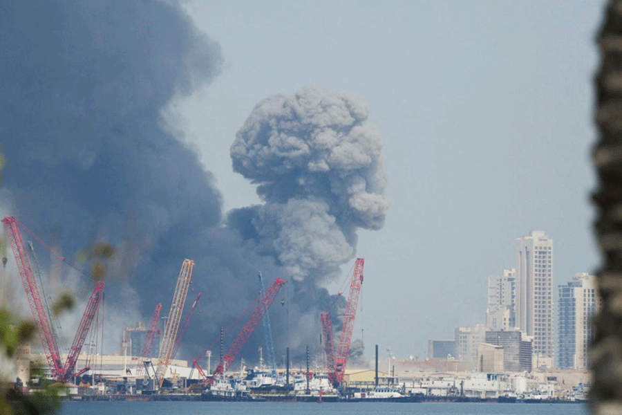 Smoke rises in the sky after blasts were heard in Manama, Bahrain, February 28, 2026.