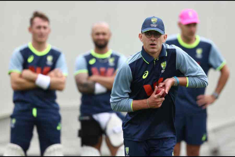 Australia’s Todd Murphy at nets in Sydney on New Year’s Day, ahead of the final Ashes Test of the series, beginning on Sunday.