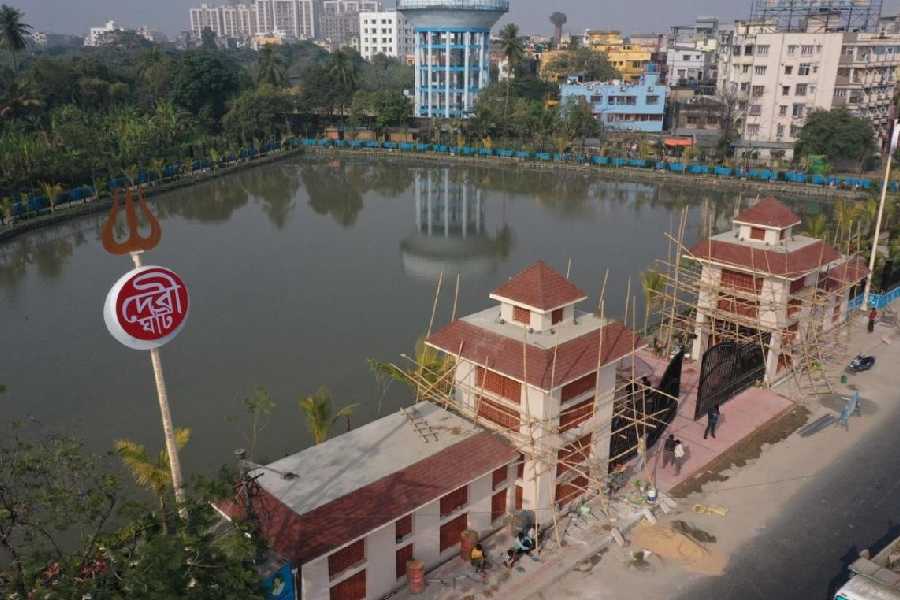 An aerial view of Debi Ghat that will reopen post renovation this month
