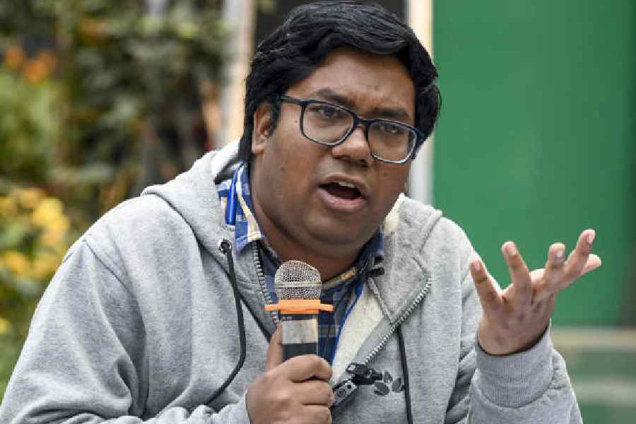 Aniket Mahata at the            news conference on            Friday. (PTI picture)