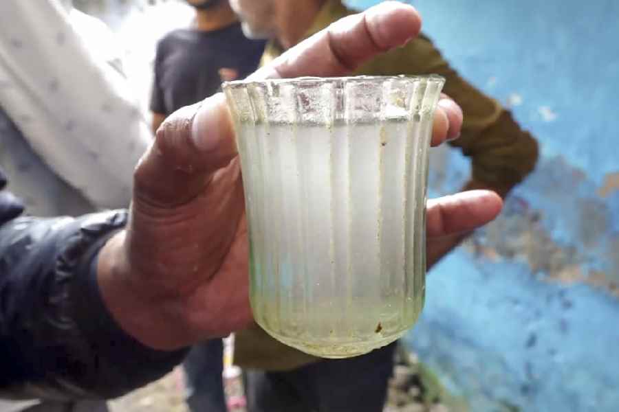 A glass of contaminated tap water in Indore on Friday.