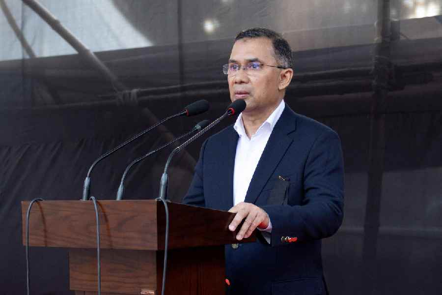 Bangladesh Nationalist Party (BNP) acting chairman Tarique Rahman addresses before the funeral prayers for his mother and former Prime Minister Khaleda Zia in Dhaka, Bangladesh, December 31, 2025.