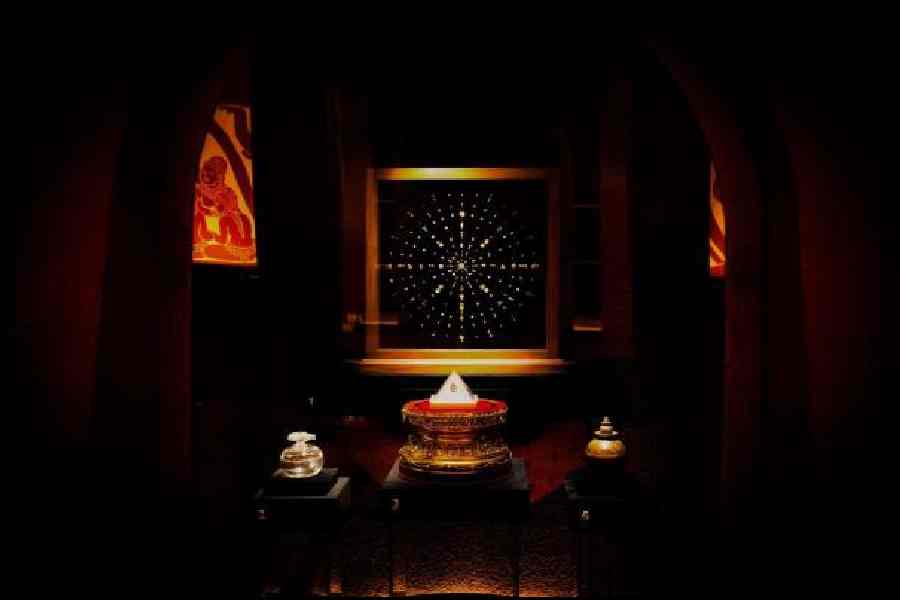 The Piprahwa funerary gems linked to the Buddha on display at the exhibition.