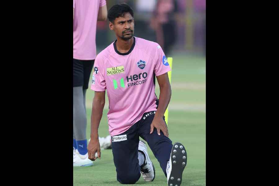 Mustafizur Rahman, at a Delhi Capitals practice session during IPL 2025.   