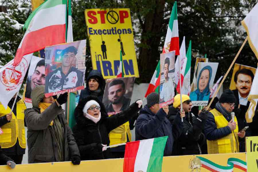 A protest in Berlin on Saturday demanding an immediate stop to the violence in Iran.