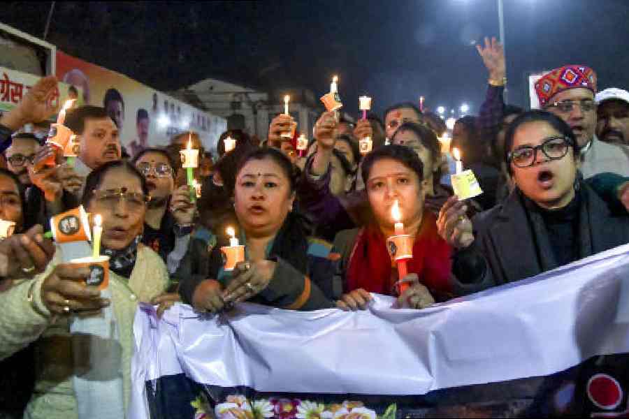 A candle march in Dehradun on December 27 demanding justice for the Rishikesh receptionist killed in 2022. 