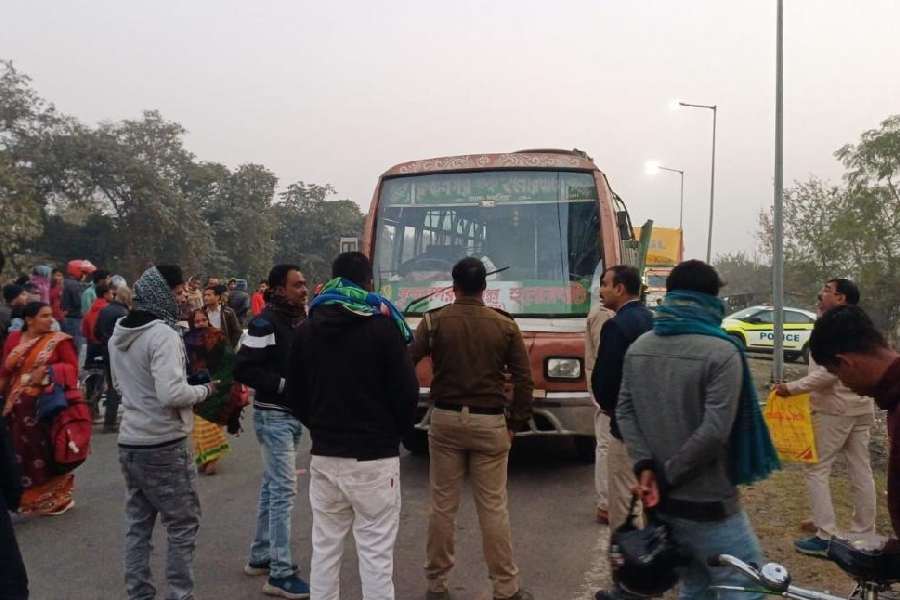 One of the buses involved in the accident on NH12