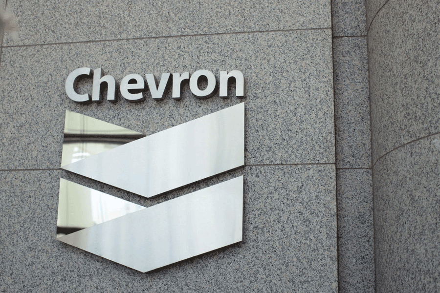 FILE PHOTO: A Chevron logo at the Chevron building in Houston