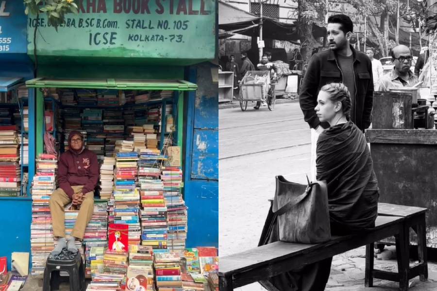 Kalki Koechlin shooting for her upcoming Prime Video web series with Parambrata Chattopadhyay in Kolkata