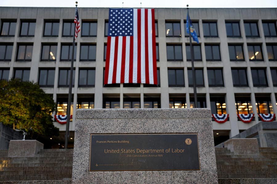 FILE PHOTO: U.S. Department of Labor headquarters, in Washington.