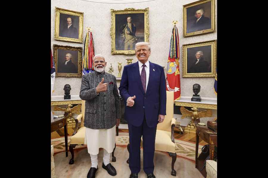 Narendra Modi with Donald Trump at the White House in February 2025