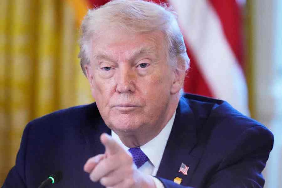 President Donald Trump during the meeting with oil executives at the White House on Friday. 