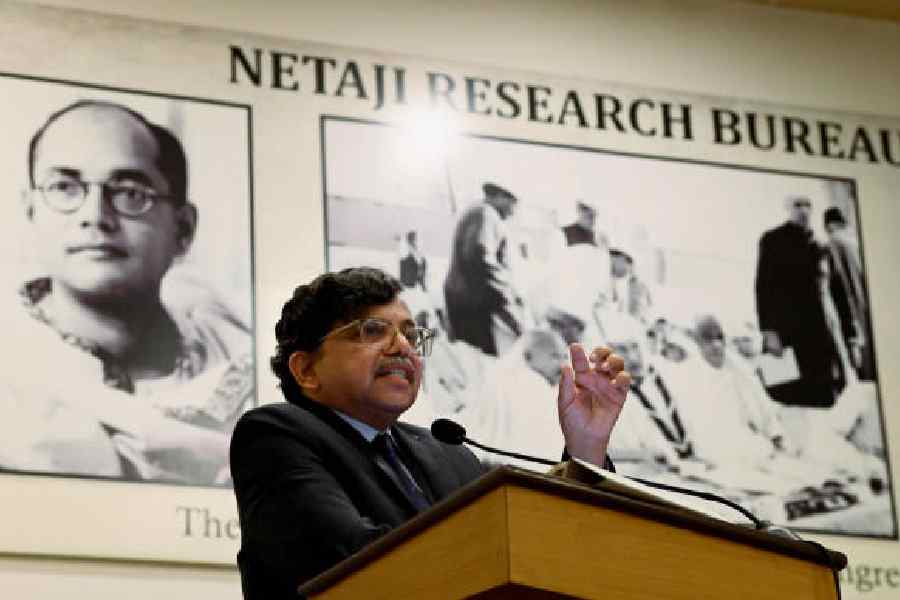 Justice (Dr) S Muralidhar (retired) delivers the annual            Sarat Bose Lecture at Netaji Bhawan on Saturday.            Pictures by Sanat Kr Sinha