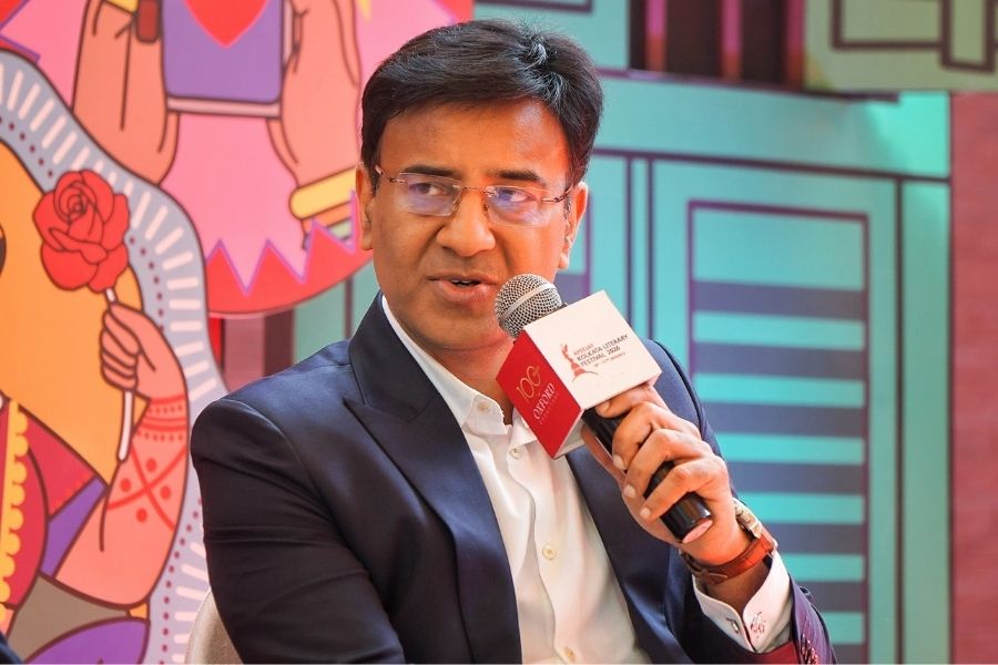 IPS officer Amit Lodha speaks at the Apeejay Kolkata Literary Festival 2026 on Sunday