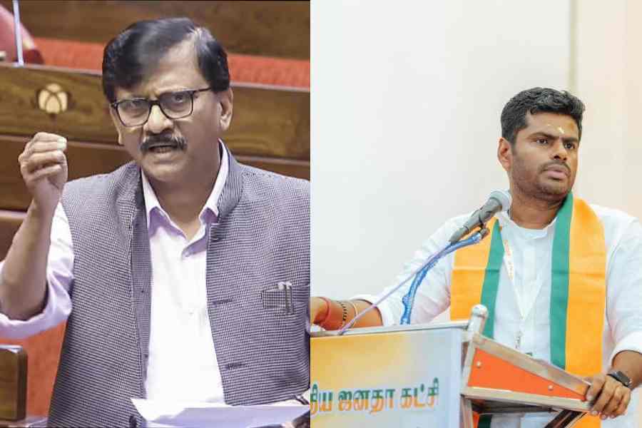 Sanjay Raut and (right) K Annamalai