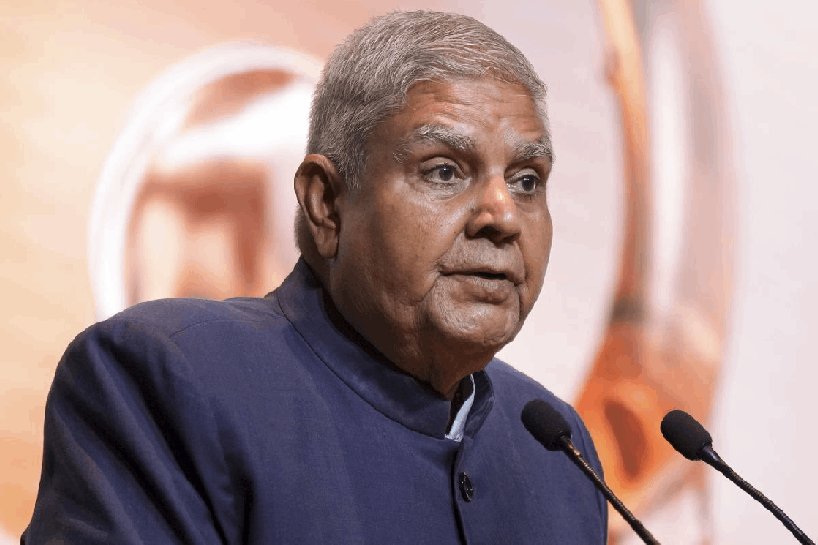 File photo: In this Thursday, July 10, 2025 file photo, Vice President Jagdeep Dhankhar addresses an event in New Delhi.